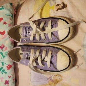 Kids Size 11 purple sparkly converse